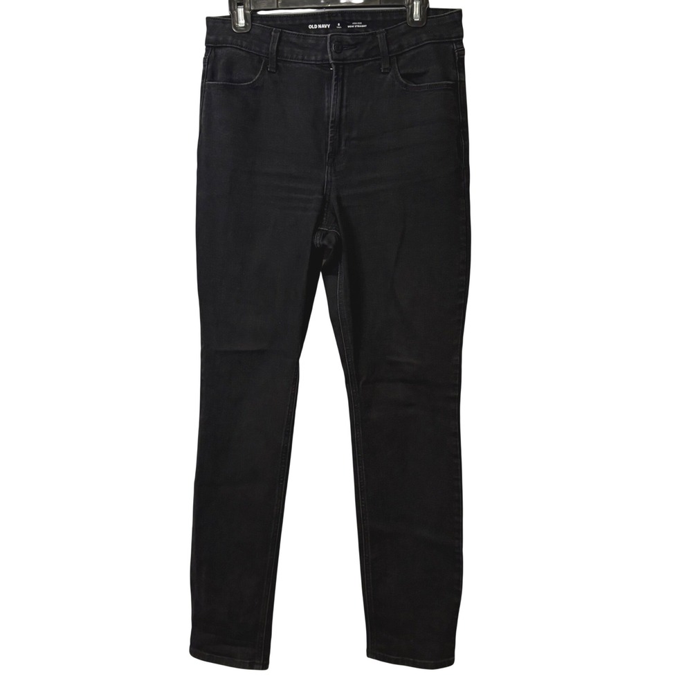 Old Navy Wow Straight‎ High Rise Black Jeans Womens 8 Tall Stretch Denim